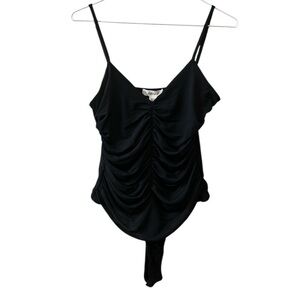 BNWT Revamped Black Ruched Bodysuit - Size Medium